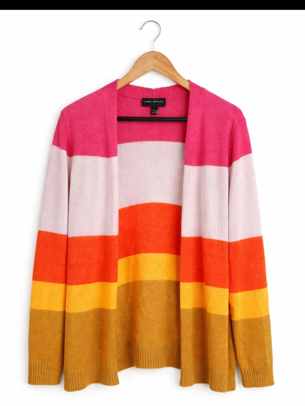 Lane Bryant Striped Split Side Open Cardigan Sz 10/12